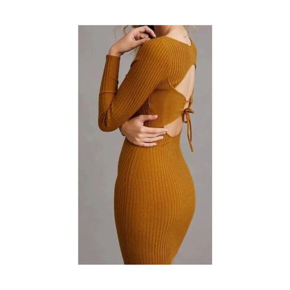 DAILY PRACTICE Ribbed Backless Bodycon Dress Brown Size XXS - Picture 1 of 16